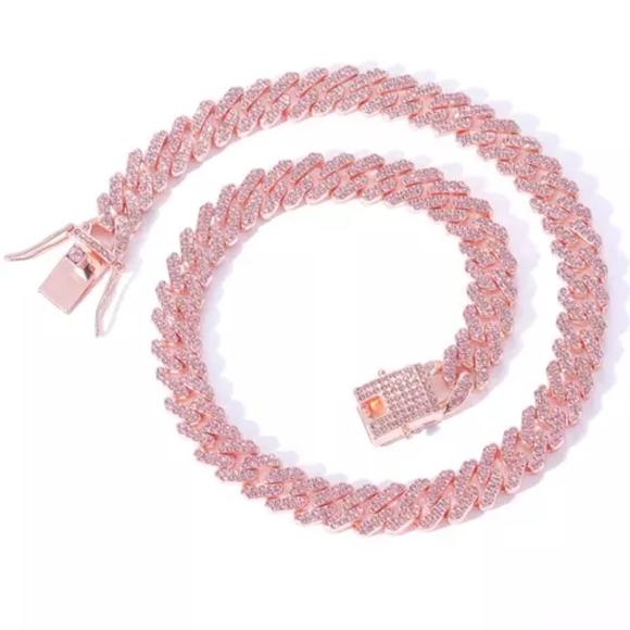 Miami Cuban Chain ICED Necklace Hip Hop Mens Plated CZ Jewelry 60cm (24") - Picture 3 of 3